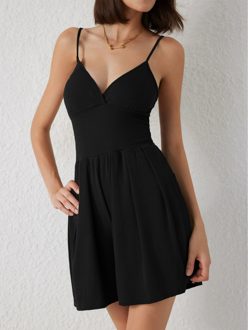 ZARA Sexy Deep V Spaghetti Strap Waist Cinching Mini Dress